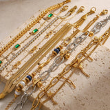 Zircon & Pearl Chain Bracelet In Stainle Steel_Cwaje4658