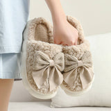 Women Bowknot Comfort Warm Indoor Slippers_Cwshs0296