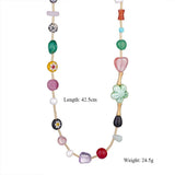 COLORFUL GEM SEAHORSE STARFISH PENDANT NECKLACE_CWMM7530