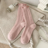 Warm Solid Color Ruffled Cute Mid-Calf Socks_Cwms1070