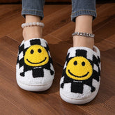 HOME CHECKERBOARD SMILEY FACE COTTON SLIPPERS_CWSHS0559