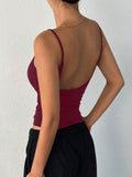 Solid-Color Backless, Form-Fitting Halter Top