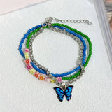 BOHO BUTTERFLY FLOWER ANKLET SET HANDMADE_CWMM6358