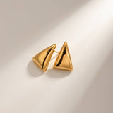 EXQUISITE 18K GOLD TRIANGULAR STUD EARRINGS_CWAHA0899
