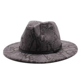 SNAKE PATTERN WOOLEN HAT WITH WIDE BRIM JAZZ HAT_CWAH2595