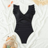 RUFFLED SMALL FLYING SLEEVE TUMMY CONTROL SWIMSUIT_CWMW0621