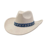 Unisex Suede Cowboy Hat With Leather Belt Detail_Cwah04494