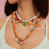 SILK SCARF NECKLACE WITH BUTTERFLY PENDANT_CWMM8799