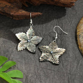 NATURAL BLACK SHELL STARFISH CARVING EARRINGS_CWMM4361