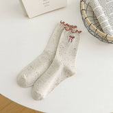 RUFFLE BOWS EMBROIDERED SOCKS FOR WOMEN_CWMS1349