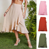 ONE PIECE LACE UP LONG SKIRT SOLID COLOR SKIRT_CWAB4800
