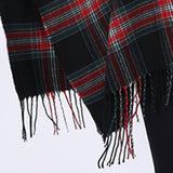 Plaid Faux Cashmere Cape Scarf With Tassels_Cwasc0336