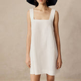 Square Collar Style Wide Strap Dress