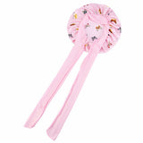 BUTTERFLY PRINT STRETCH NIGHTCAP WITH LONG RIBBON_CWAH1476