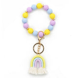 RAINBOW TASSEL KEYCHAIN WITH COLORFUL BEAD BRACELET_CWAB5071