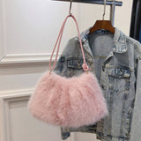Winter Fashion All-Match Single Shoulder Plush Bag_Cwab3914