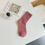 Women Solid Color Pile Socks Cotton Socks_Cwms0337