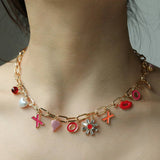 FASHION DESIGN POPULAR FLOWER HEART NECKLACE_CWAJE2847