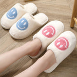 COZY SMILING FACE SLIPPERS FUZZY SLIPPERS WOMEN_CWSHS0249