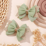 HANDMADE GLITTER BOW TAIL HAIR CLIP SET FOR GIRLS_CWAHA6717