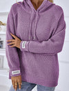 Cwohol0399_Casual V-Neck Hoodie Long Sleeve Sweater