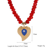 COLORFUL BEADS MALACHITE EVIL EYE HEART NECKLACE_CWMM7537