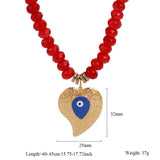 COLORFUL BEADS MALACHITE EVIL EYE HEART NECKLACE_CWMM7537