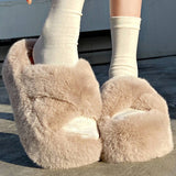 THICK SOLE CROSS STRAP FLUFFY BEDROOM SLIPPERS_CWSHS0230
