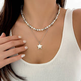 BEADED NECKLACE WITH STAR SHAPED PENDANT TASSELS_CWAJE1158