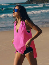 Sport Loose Deep V-Neck Split Solid Color Vest