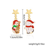 ASYMMETRIC OIL PAINTED CHRISTMAS EARRINGS_CWAJE2391