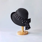 SUMMER WOMENS POLKA DOT BOW STRAW HAT_CWAH3507