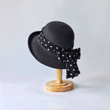 SUMMER WOMENS POLKA DOT BOW STRAW HAT_CWAH3507