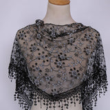 SPRING AND AUTUMN FLORAL HOLLOW LACE TRIANGLE VEIL_CWMM1984