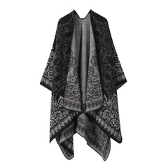 CAPE DARK DOUBLE SIDED WARM OUTER WEAR THICK SHAWL_CWASC2118