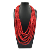 BOHEMIAN MULTI LAYERED WOODEN BEADS NECKLACE_CWMM4737