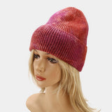 OUTDOOR WARM CURLED EDGE TIE DYE KNITTED HAT_CWAH1593