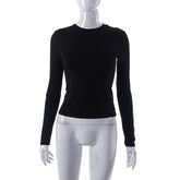 Solid Color Crew-Neck Basic Long-Sleeved Shirt