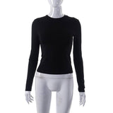 Solid Color Crew-Neck Basic Long-Sleeved Shirt