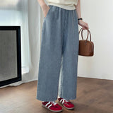 Vertical Stripes Soft Slimming Wide-Leg Jeans