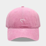 Vintage Washed Pink Heart Baseball Cap_Cwah04569