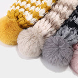 NEW CONTRAST STRIPED POM POM KNITTED HAT_CWAH1609