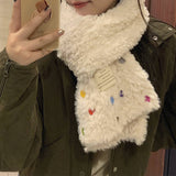 PLUSH SCARF COLORFUL BUTTON WINTER WARM NECKWRAP_CWASC1237
