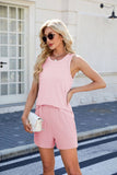 Solid Color Crew Neck Tank Top Shorts Casual Suit