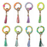 GLOW IN THE DARK SILICONE BEAD BRACELET KEYCHAIN_CWAB5014