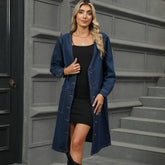 Washed Denim Long Coat Trench Cardigan