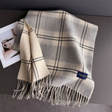 Elegant Plaid Feel Soft Winter Tassel Scarf_Cwasc03241