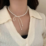 Versatile High-End Pearl Bow Necklace For Women