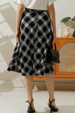 Women Fashion Over Knee Plaid Skirt_Cwbls122
