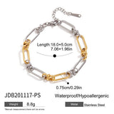 18K GOLD SILVER TWO TONE CROSS CHAIN BRACELET_CWAJE4737